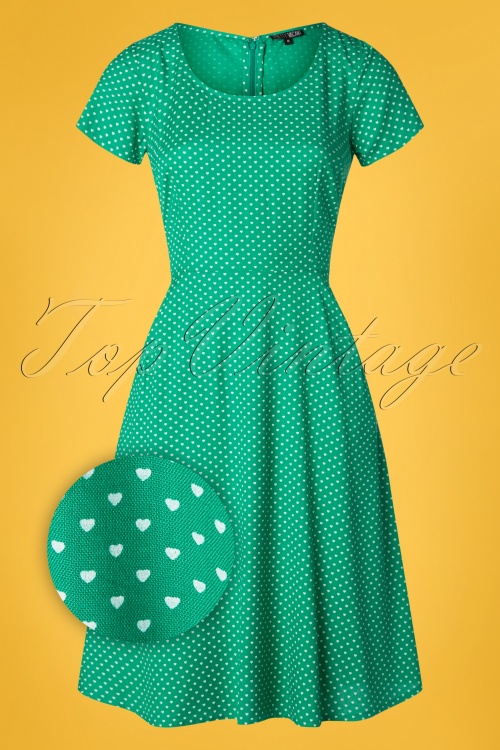 Pretty Vacant - Gloria Hearts Dress Années 60 en Vert Palmier 2