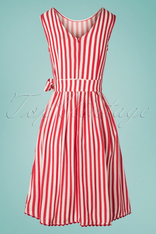 Mademoiselle YéYé - 50s Pick A Cherry Dress in Red and White Stripes 3