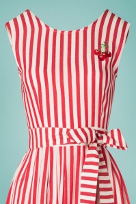 Mademoiselle YéYé - 50s Pick A Cherry Dress in Red and White Stripes 4