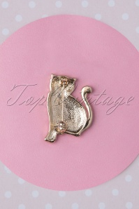 Collectif Clothing - Kitty Cat broche in wit 2