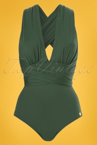 TC Beach - 50s Multiway Swimsuit in Olive Green 4