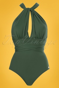 TC Beach - 50s Multiway Swimsuit in Olive Green 5
