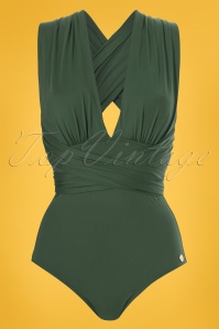 TC Beach - 50s Multiway Swimsuit in Olive Green 6