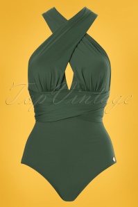 TC Beach - 50s Multiway Swimsuit in Olive Green 7