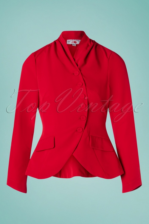 Miss Candyfloss - Clemence Jacket Années 40 en Rouge 