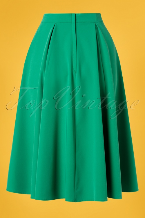 Miss Candyfloss - 40s Boheme Gia Bow Swing Skirt in Emerald Green 3