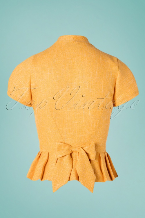 Miss Candyfloss - Adrina Short Sleeve Tweed Jacket Années 40 en Jaune 3