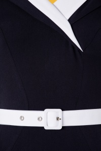 Miss Candyfloss - Abigail Wiggle Kleid in Navy und Weiß 4