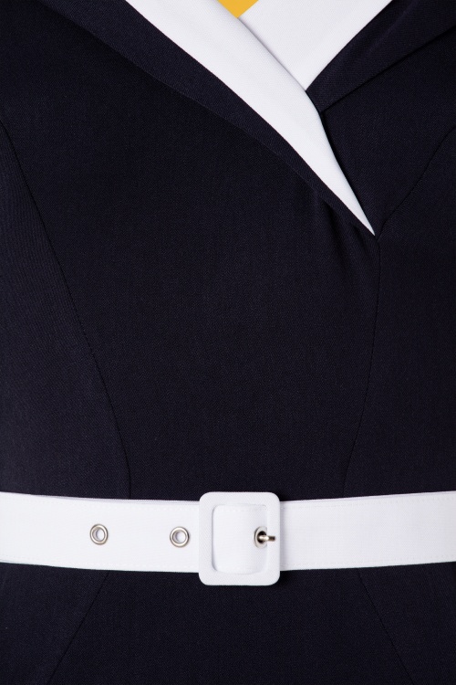 Miss Candyfloss - Abigail Wiggle Kleid in Navy und Weiß 4