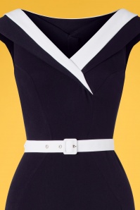 Miss Candyfloss - 50s Abigail Wiggle Dress in Navy and White 3