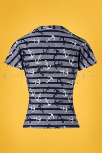 Miss Candyfloss - 50s Noemie Anchor Top in Navy 3