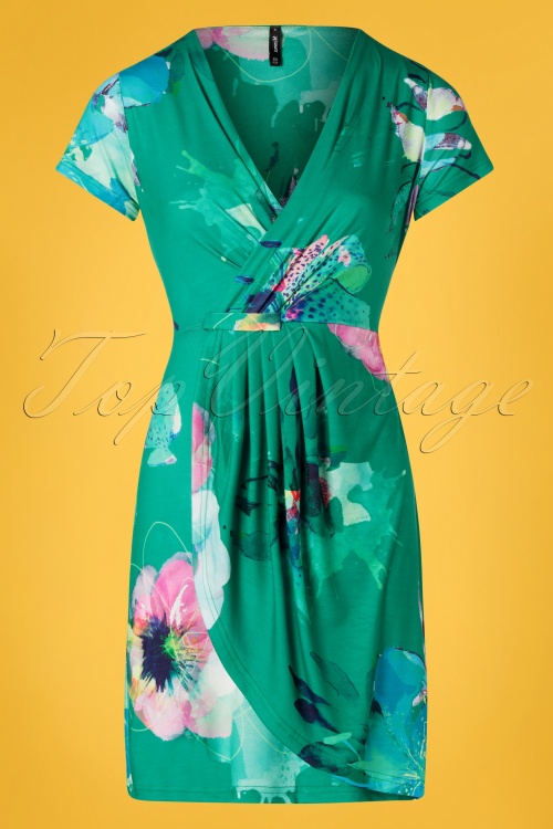 Smash! - 60s Okaina Floral Pencil Dress in Green 2