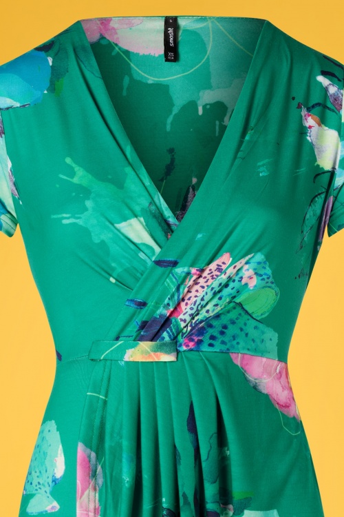 Smash! - 60s Okaina Floral Pencil Dress in Green 3