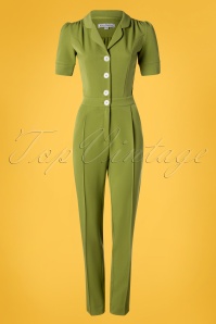 Very Cherry - 40s Classic Jumpsuit in Olive Green 2