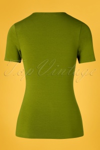 Very Cherry - 50s Sandy Short Sleeve Sweetheart Top in Olive Green 2