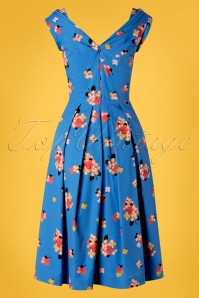 Emily and Fin - 50s Florence Sweet Summer Blooms Dress in Blue 5