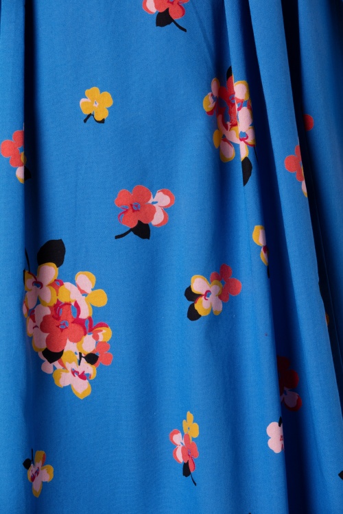 Emily and Fin - Florence Sweet Summer Blooms Dress Années 50 en Bleu 4