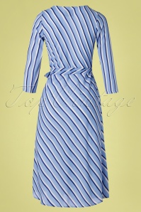 Compania Fantastica - 70s Nicole Stripes Wrap Dress in Blue 5