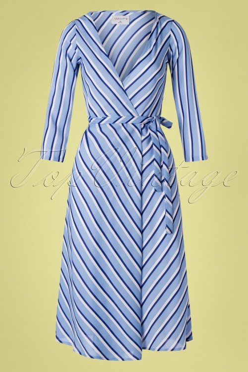 Compania Fantastica - Wickelkleid Nicole Stripes in Blau 2