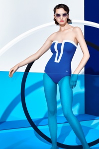 Tweka - Gwendolyn Swimsuit Années 60 en Bleu et Blanc 3