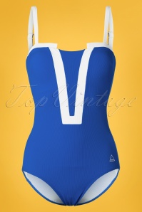 Tweka - 60s Gwendolyn Swimsuit in Blue and White 2