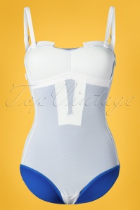 Tweka - Gwendolyn Swimsuit Années 60 en Bleu et Blanc 6