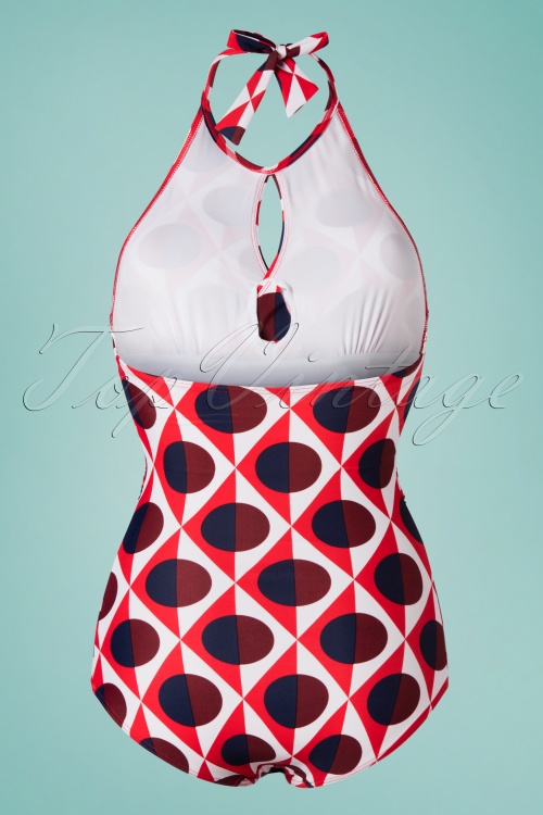 Tweka - 60s Norma Diamond Moon Swimsuit in Red and White 3
