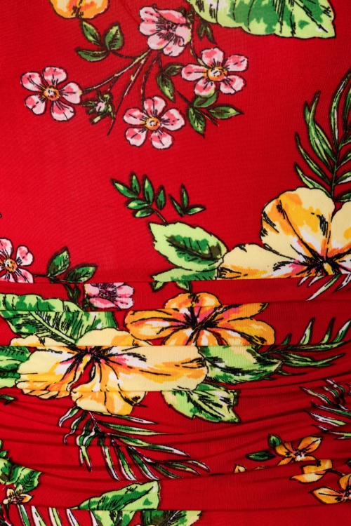 Retrolicious - Audrey Tiki bloemenbomjurk in rood 5