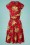 Retrolicious - 50s Audrey Tiki Floral Bombshell Dress in Red 2