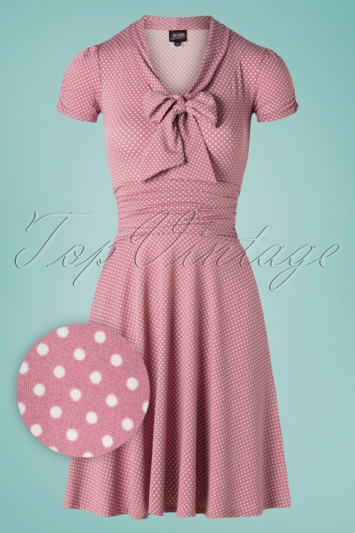 Retrolicious - Debra Pin Dot Swing-jurk in lila roze 2
