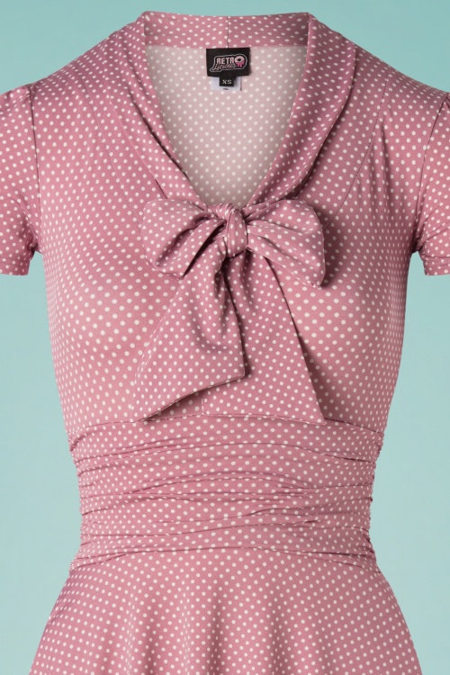 Retrolicious - Debra Pin Dot Swing-jurk in lila roze 3