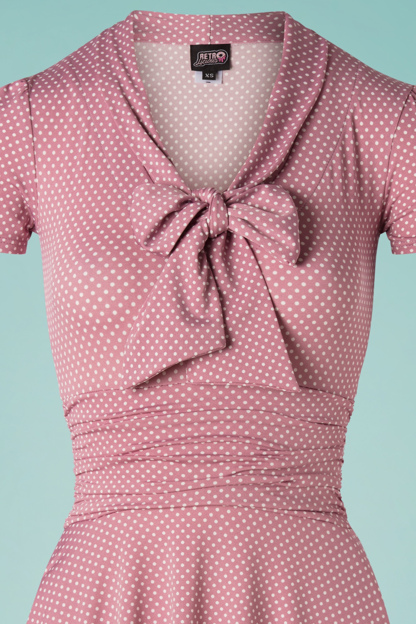 Retrolicious - Debra Pin Dot Swing-jurk in lila roze 3
