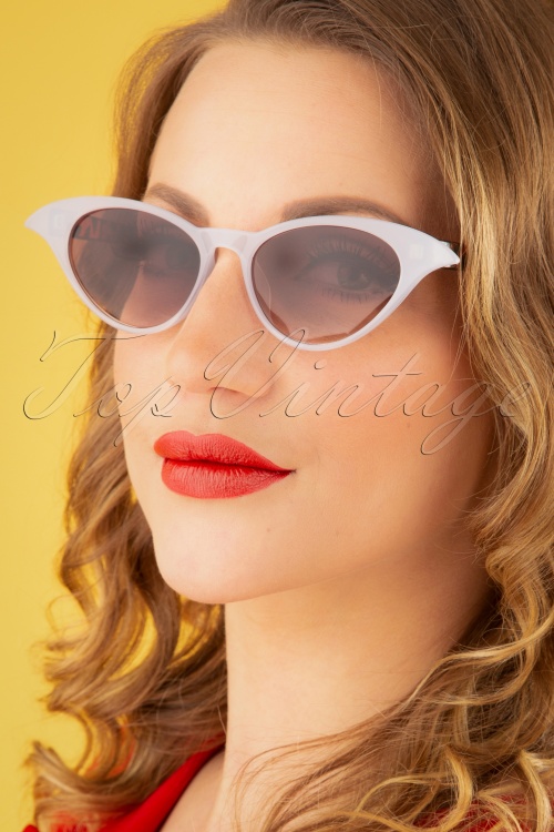 Collectif Clothing - 50s Ava Sunglasses in Brown and White