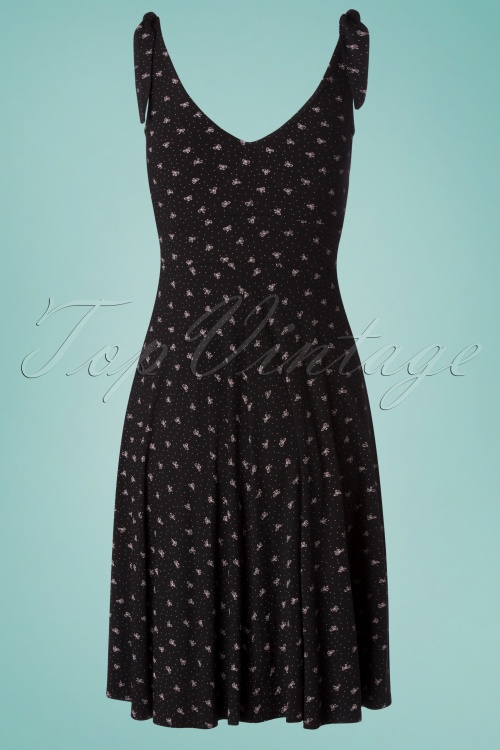 Topvintage Boutique Collection - Brooke Bow Swing-jurk in zwart en roze 5