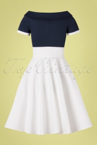 Dolly and Dotty - 50s Darlene Swing Dress in Navy and White 6