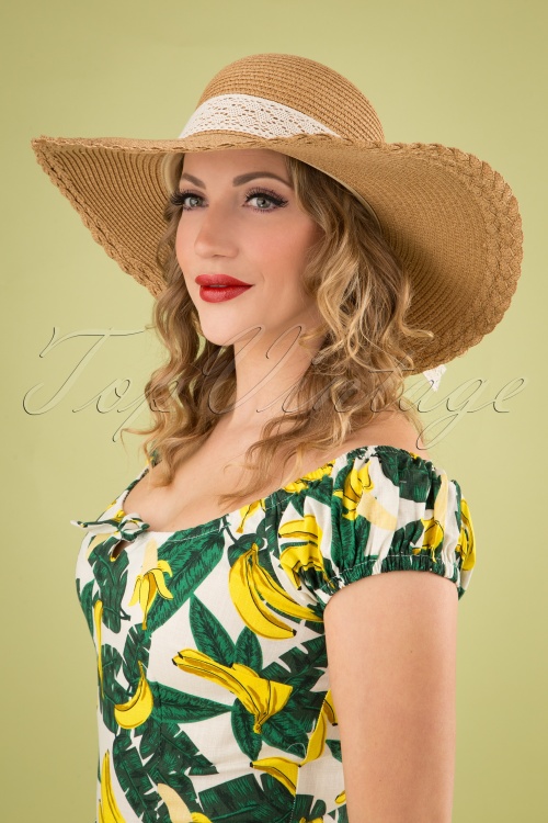 Banned Retro - 50s Holiday Inn Straw Hat in Natural