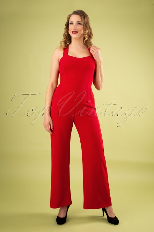 Vintage Chic for Topvintage - Audrina Jumpsuit in lippenstiftrood 2