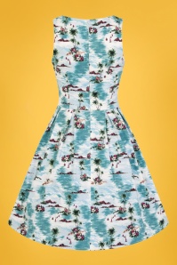 Bunny - 50s Nissi Swing Dress in Hawaii Blue 5