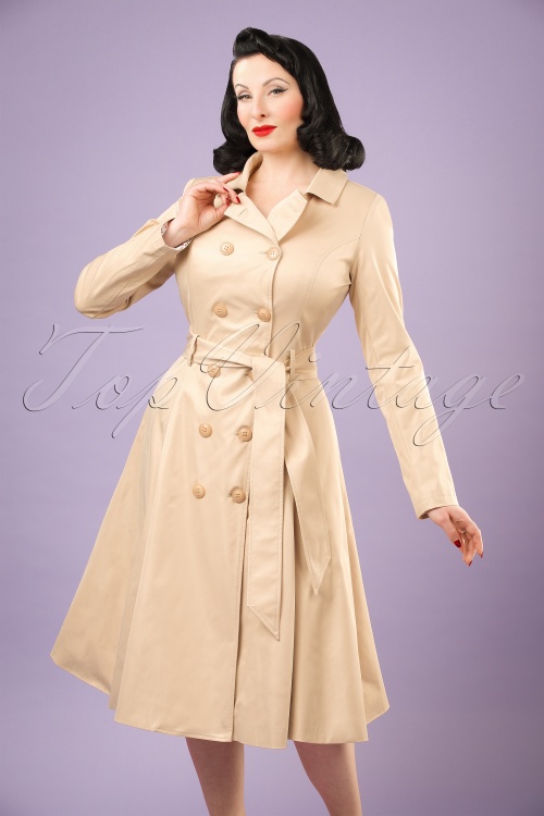 Collectif Clothing Korrina Swing Trenchcoat in Beige 20790 20161130 0011w