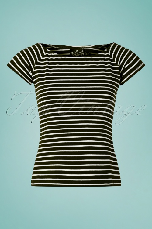 Bunny - 50s Verity Top in Black and White Stripes