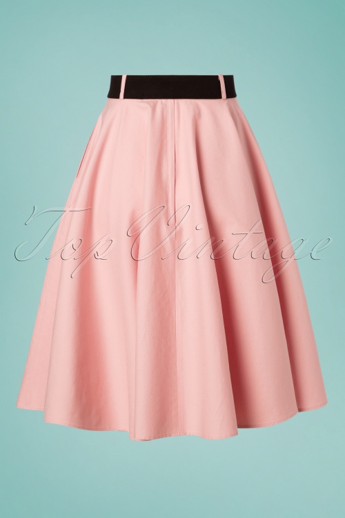 Collectif Clothing - 50s Kitty Cat Swing Skirt in Light Pink 4