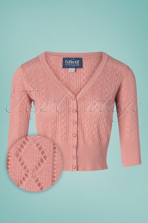 Collectif Clothing 27373 Linda Cardigan in Pink 20180813 001W1