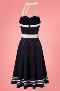 Collectif Clothing - Georgie – Nautisches Neckholder-Swing-Kleid in Marineblau 6