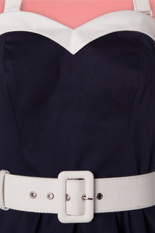 Collectif Clothing - Georgie – Nautisches Neckholder-Swing-Kleid in Marineblau 5