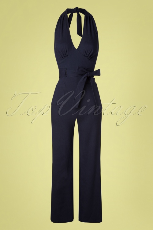 Collectif Clothing - 50s Bella Jumpsuit in Navy 2