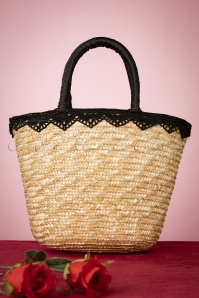 Vixen - 50s Lips and Lashes Wicker Bag in Natural 5
