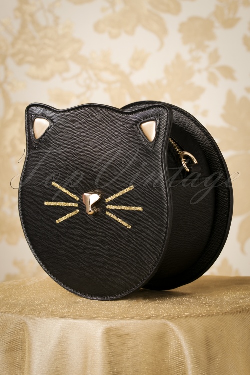 Vixen - Molly Cat Face Handbag Années 50 en Noir 3