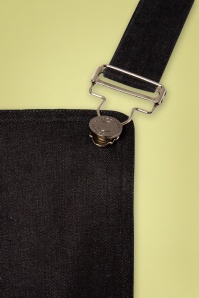 Collectif Clothing - Becca effen denim tuinbroek in zwart 5