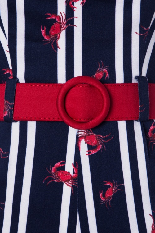 Collectif Clothing - Jojo Crabs And Stripes Playsuit Années 50 en Bleu Marine 3