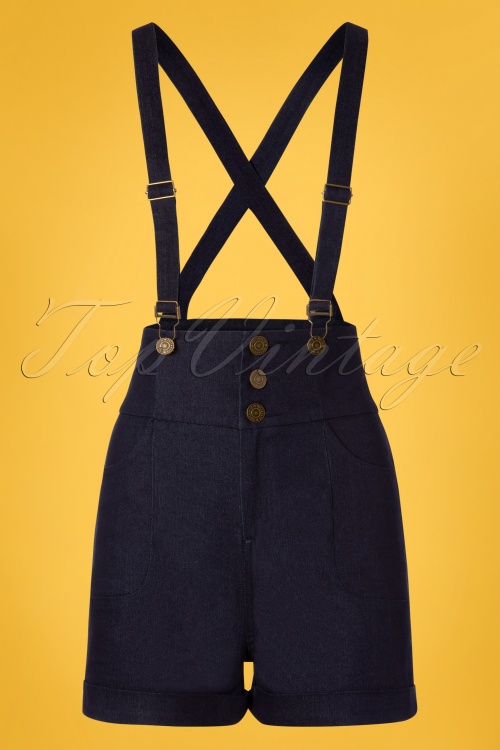 Collectif Clothing 27436 Nomi Denim Dungarees Shorts 20180817 001W